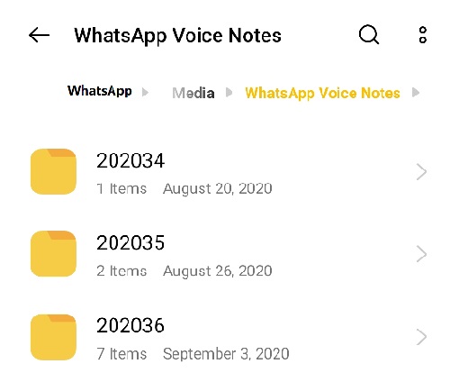 listen to voice message on WhatsApp from file manager