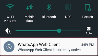 statut de connexion WhatsApp Web