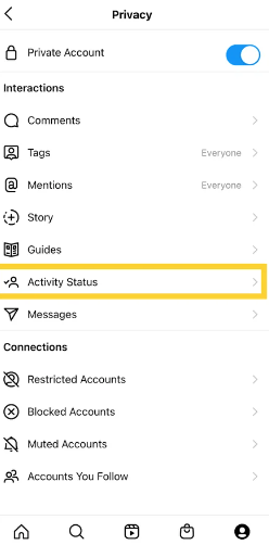 turn off instagram activity status