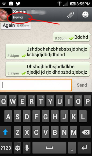someone is typing on WhatsApp