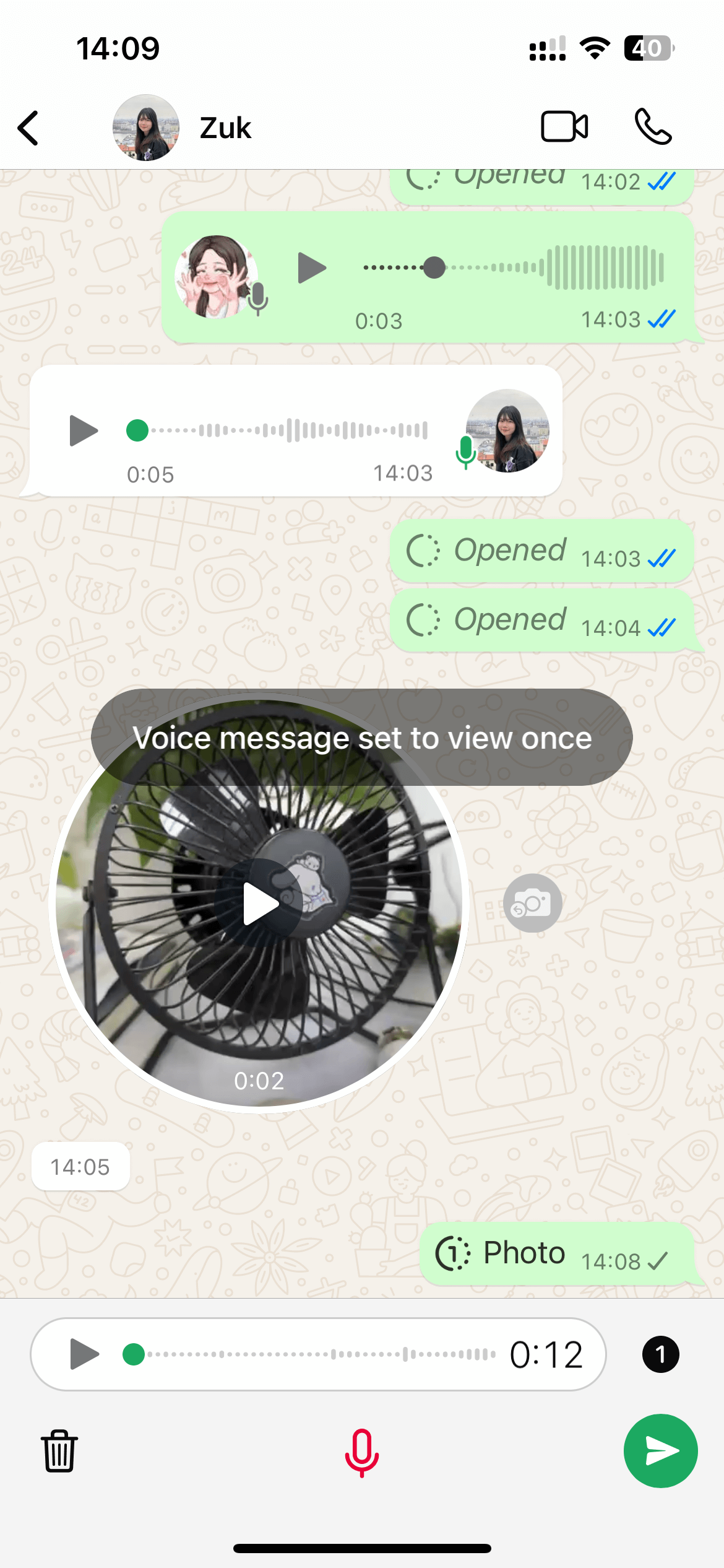  send WhatsApp view once voice