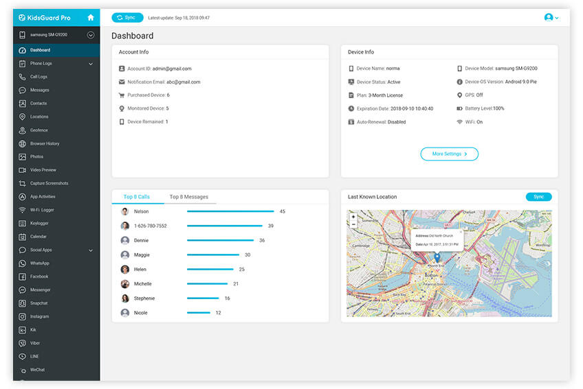 kidsguard pro dashboard