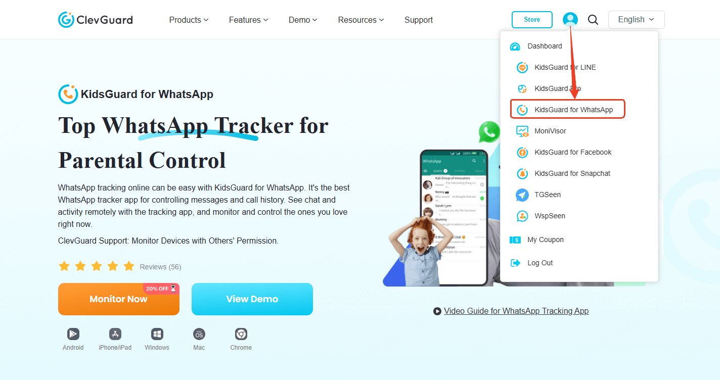 choose kidsguard for whatsapp 