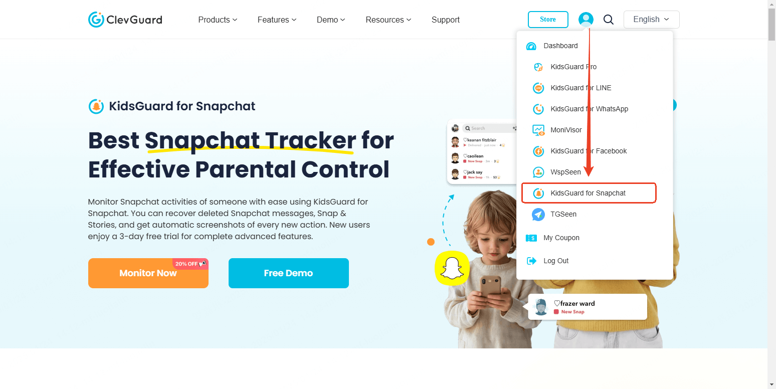 go to snapchat monitoring dashboard