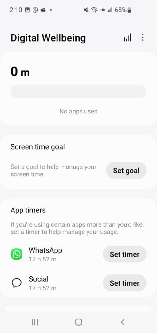 How to enable focus mode to set time limits on android