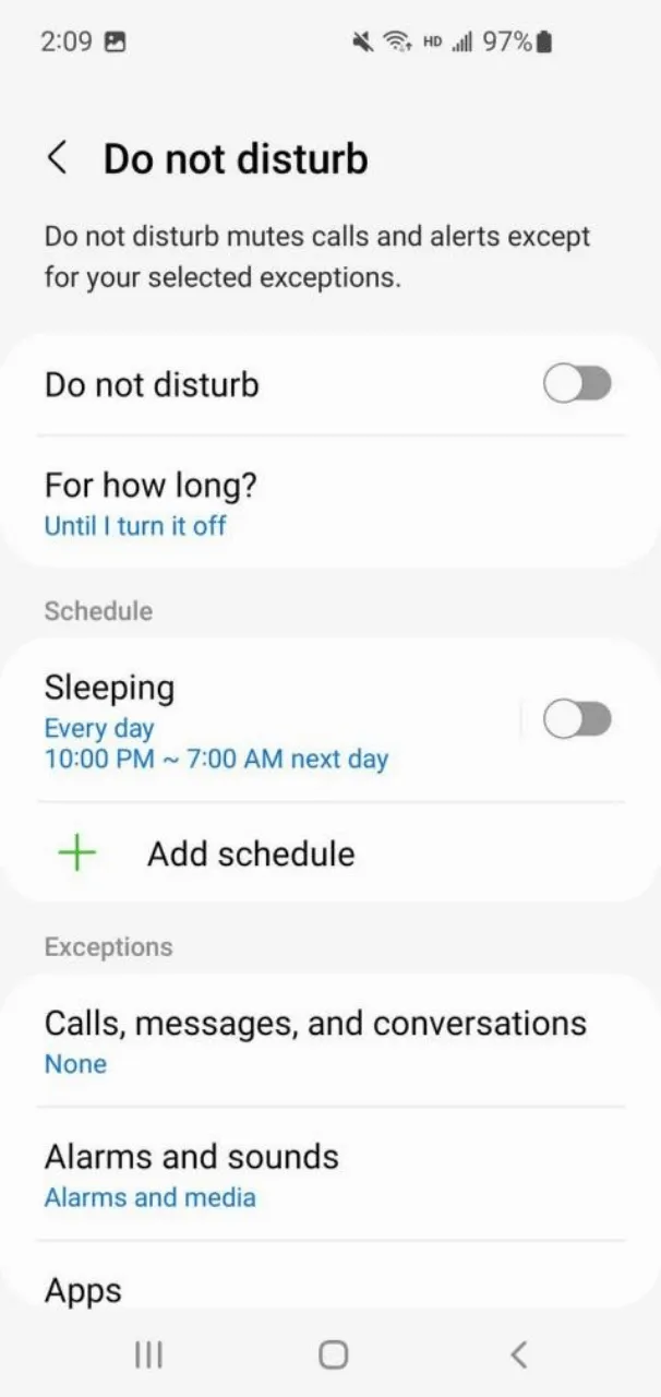 How to check do not disturb mode