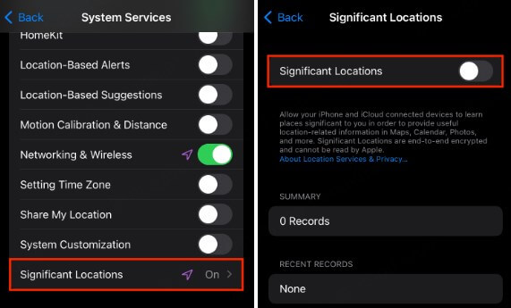 How to check iphone significant locations