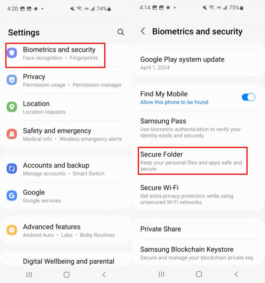 How to lock android apps in samsung