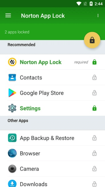 How to lock an app on android in norton