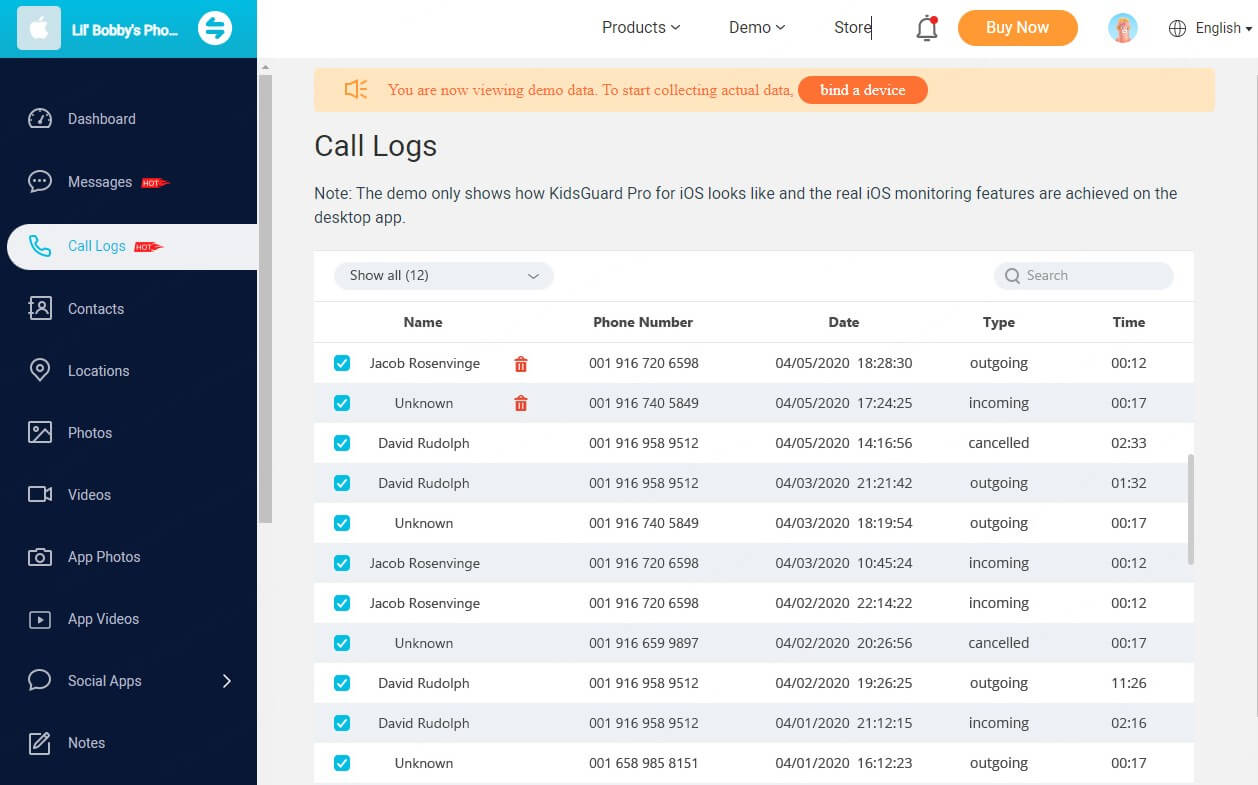 How to see deleted call logs on ios in kidsguard pro