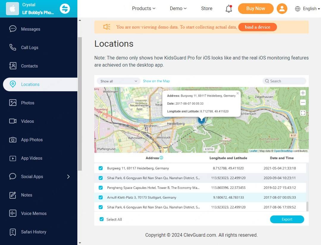 How to see location history on ios in kidsguard pro