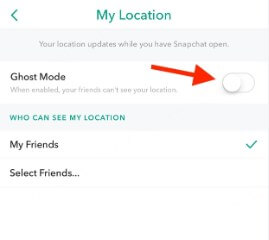 How to toggle on the ghost mode on snapchat