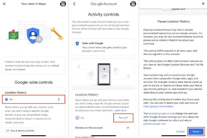 How to turn off location history on samsung