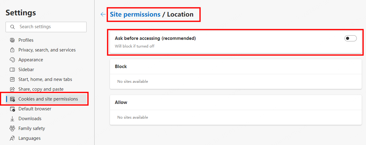 how to hide your location on microsoft edge