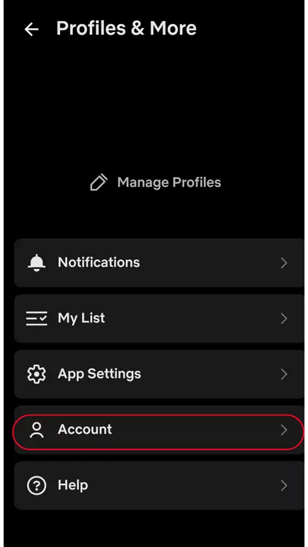 how to see netflix account settings on mobile phone