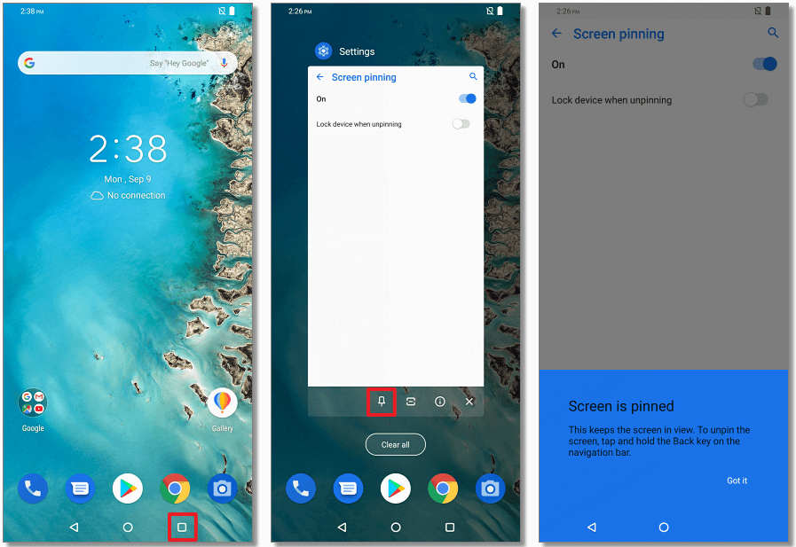 use screen pinning to disable screenshot