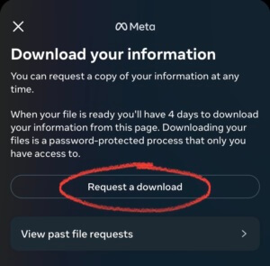 How to request data download from instagram