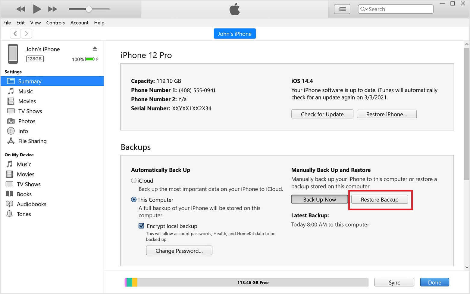 how to back up deleted call history from itunes