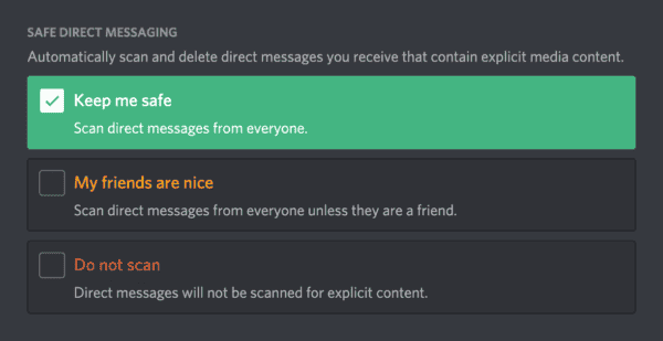 content filters on discord