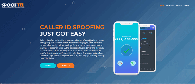 call spoofing app spooftel