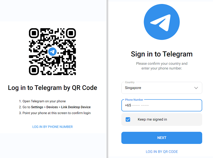 sign into telegram