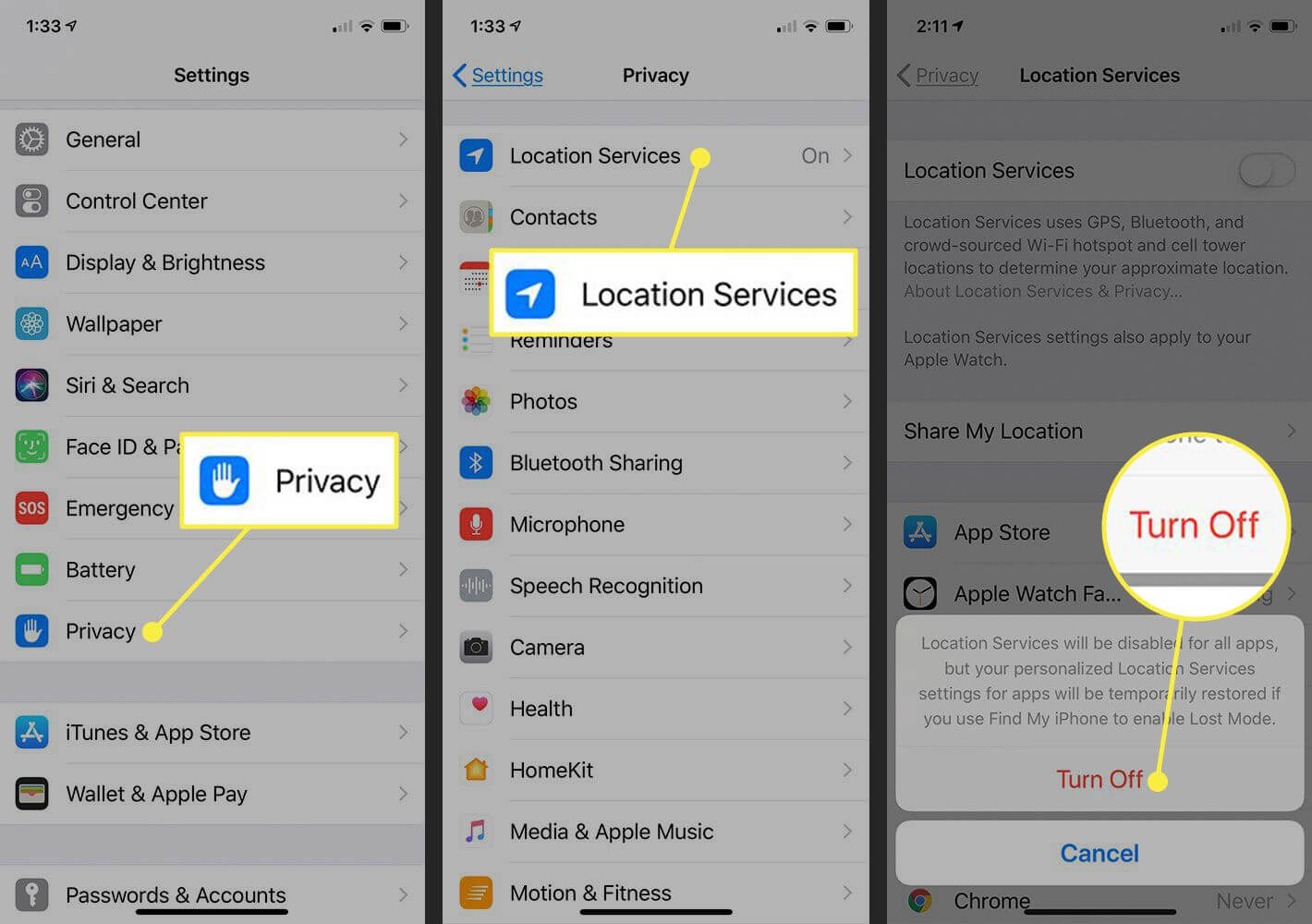 how to hide your location on ios