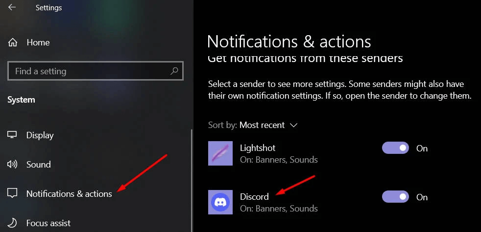 turn on discord notification on windows