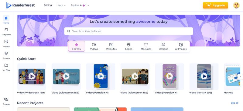 renderforest homepage