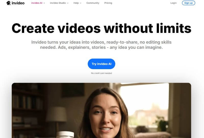 invideo homepage
