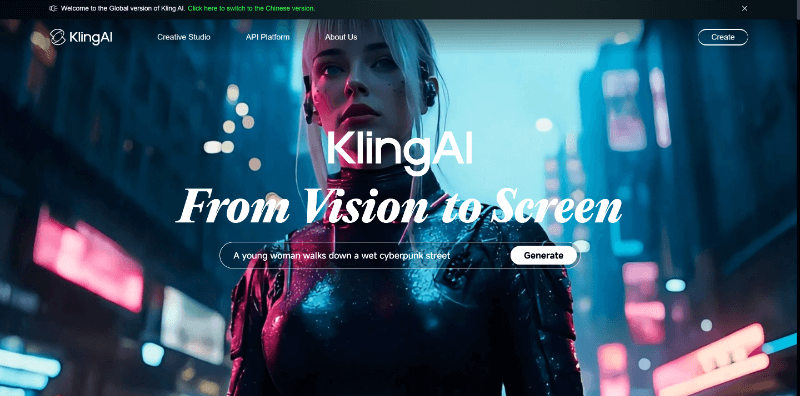 kling ai homepage