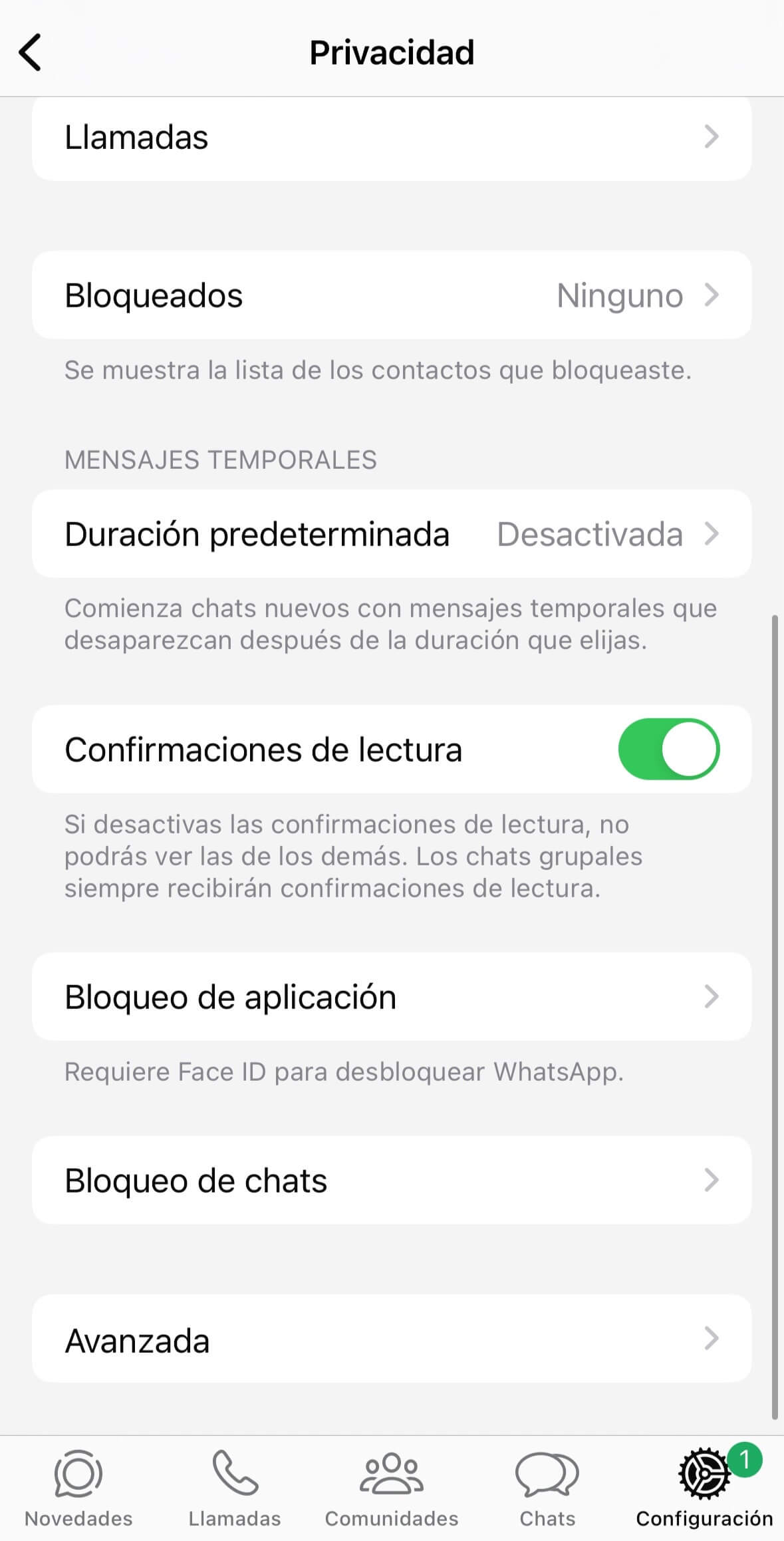 activar las confirmaciones de lectura para ver estados de whatsapp sin ser visto
