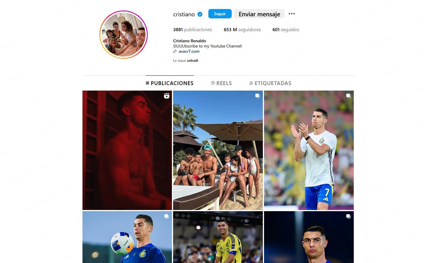 cuenta de instagram de cristiano