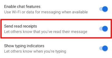 enable send read receipts on android messages app