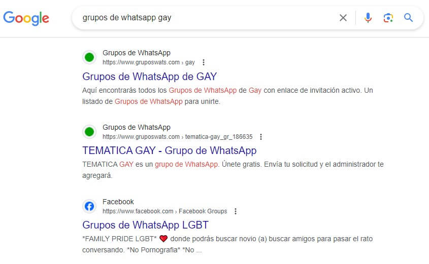 buscar grupos de whatsapp gay en google