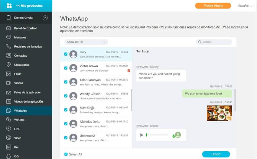 mensajes de whatsapp en el iphone