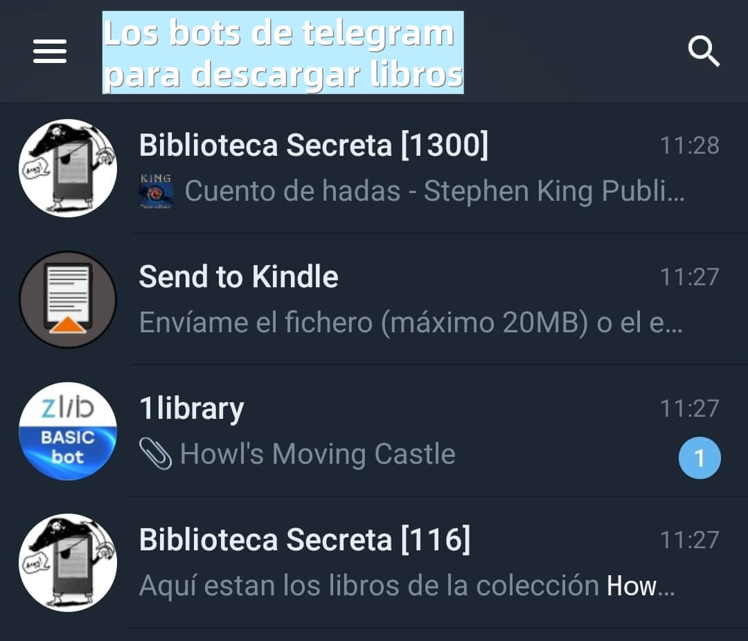 los bots de telegram para descargar libros