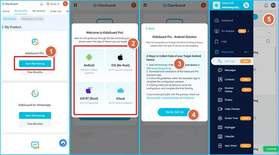 los pasos de instalar y utilizar kidsguard pro