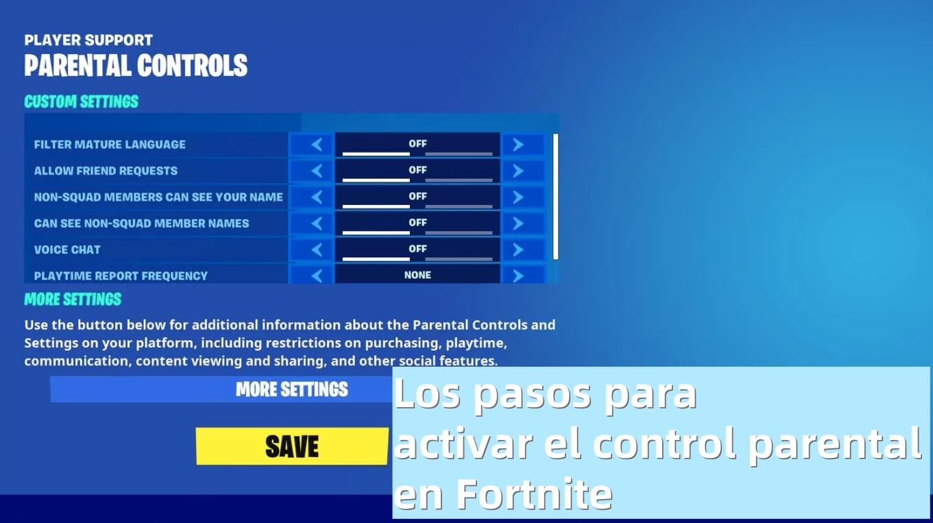los pasos para activar el control parental en fortnite