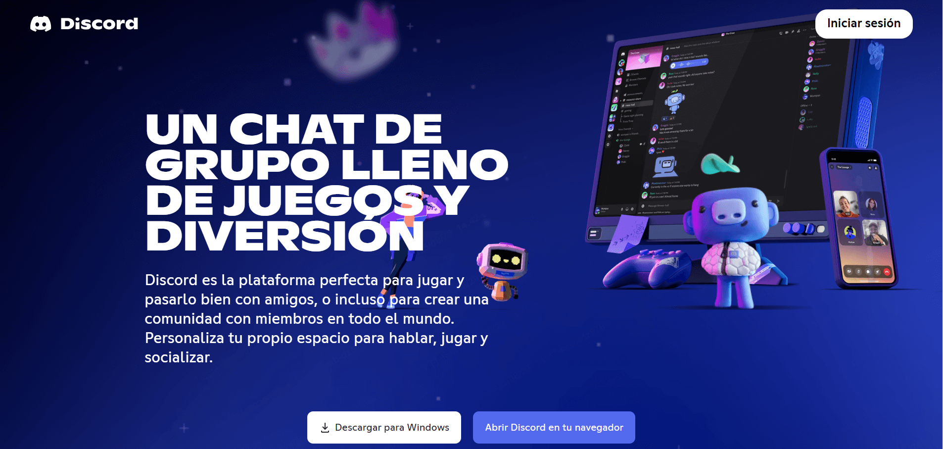 main page of discord