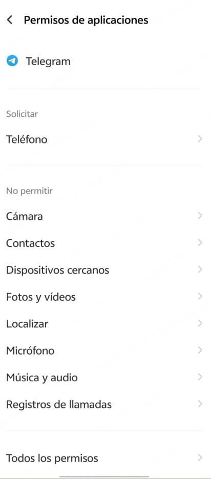 telegram requiere acceso al microfono y almacenamiento
