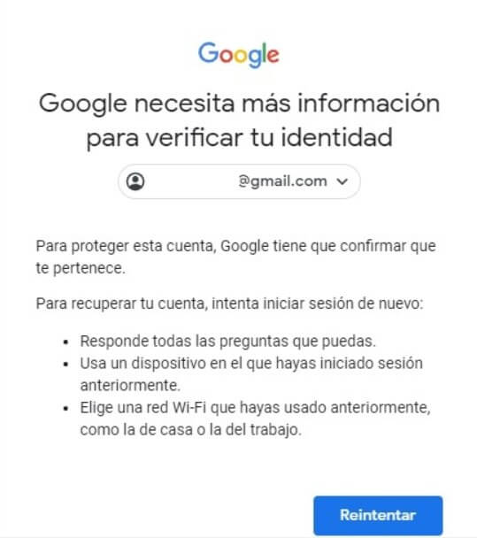 verificar la identidad de gmail