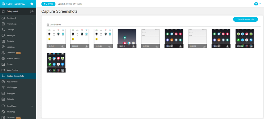 app dashboard capture screenshot