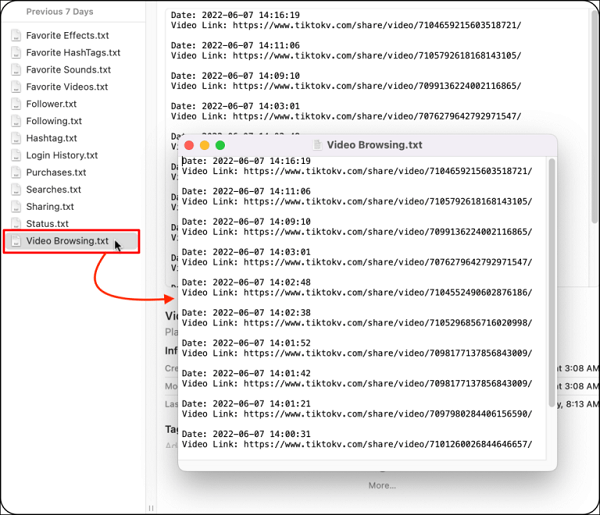tiktok view browsing text file
