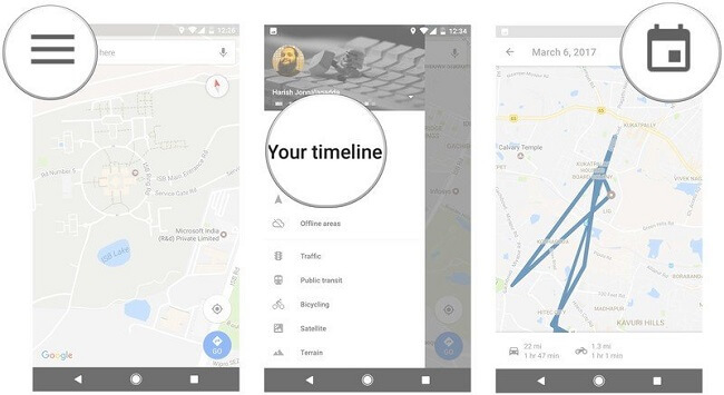 using google maps timeline