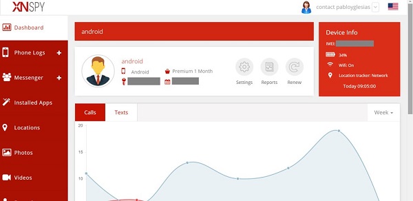 xnspy app monitoring message