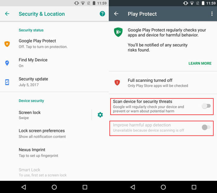 Désactiver Google Play Protect