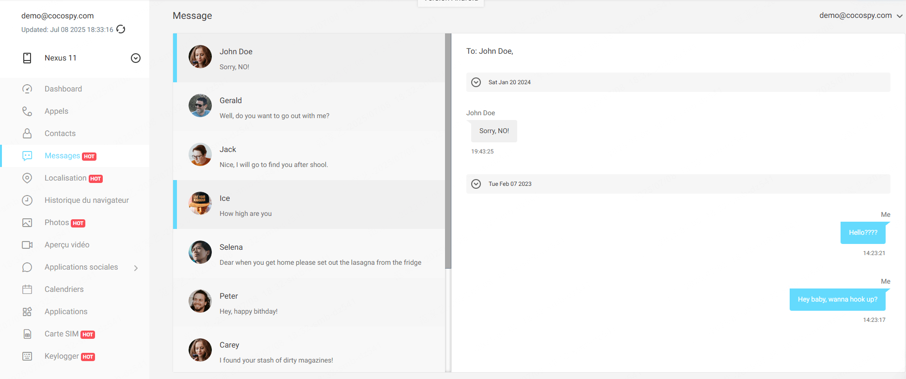 Suivi des appels et SMS cocospy