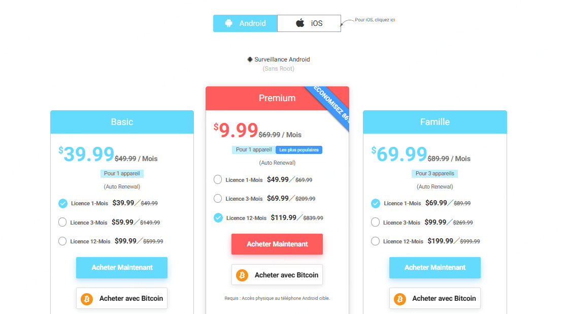 prix android Cocospy