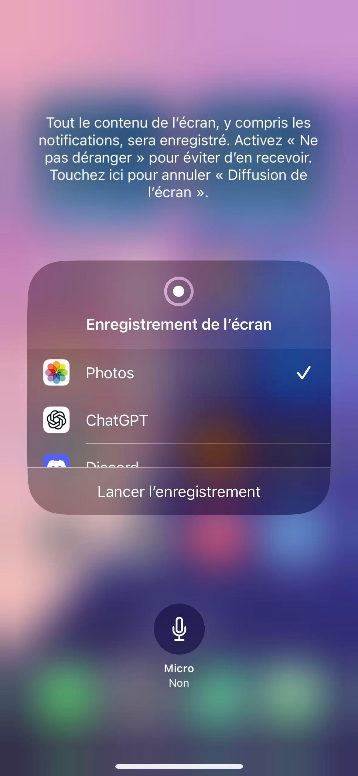 Enregistrement de l’écran