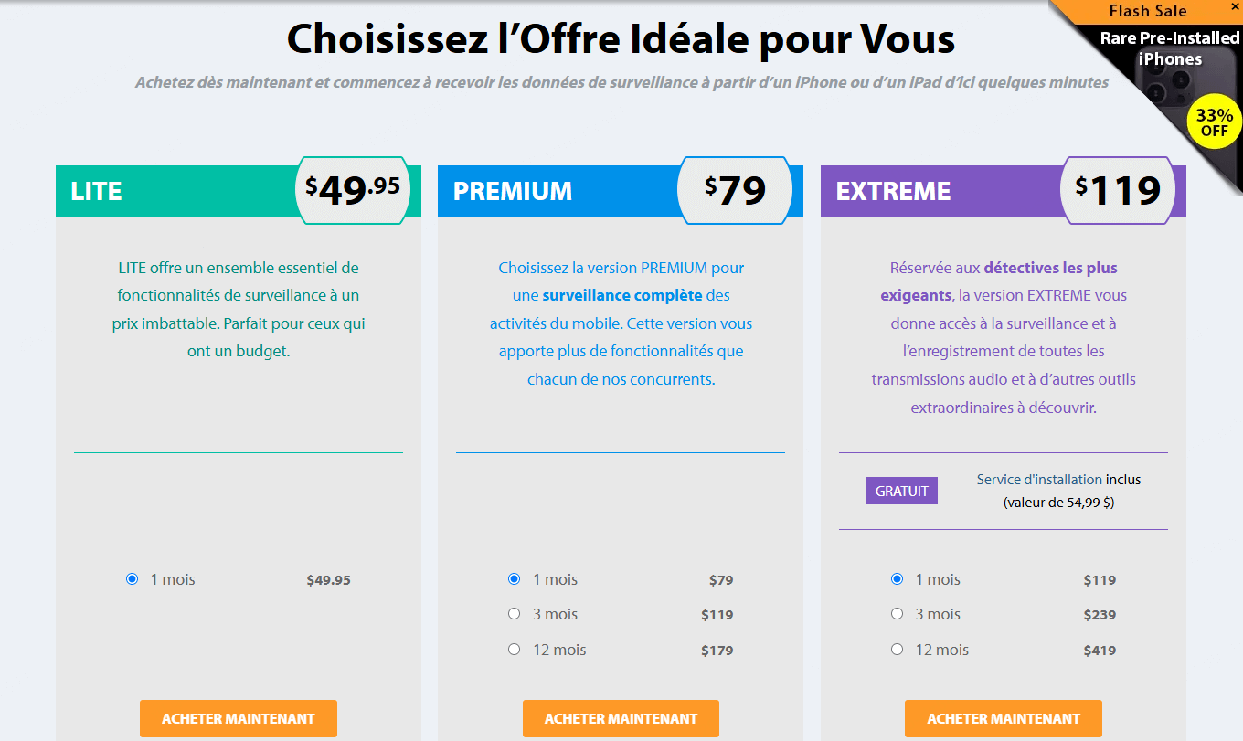 prix ios de FlexiSpy